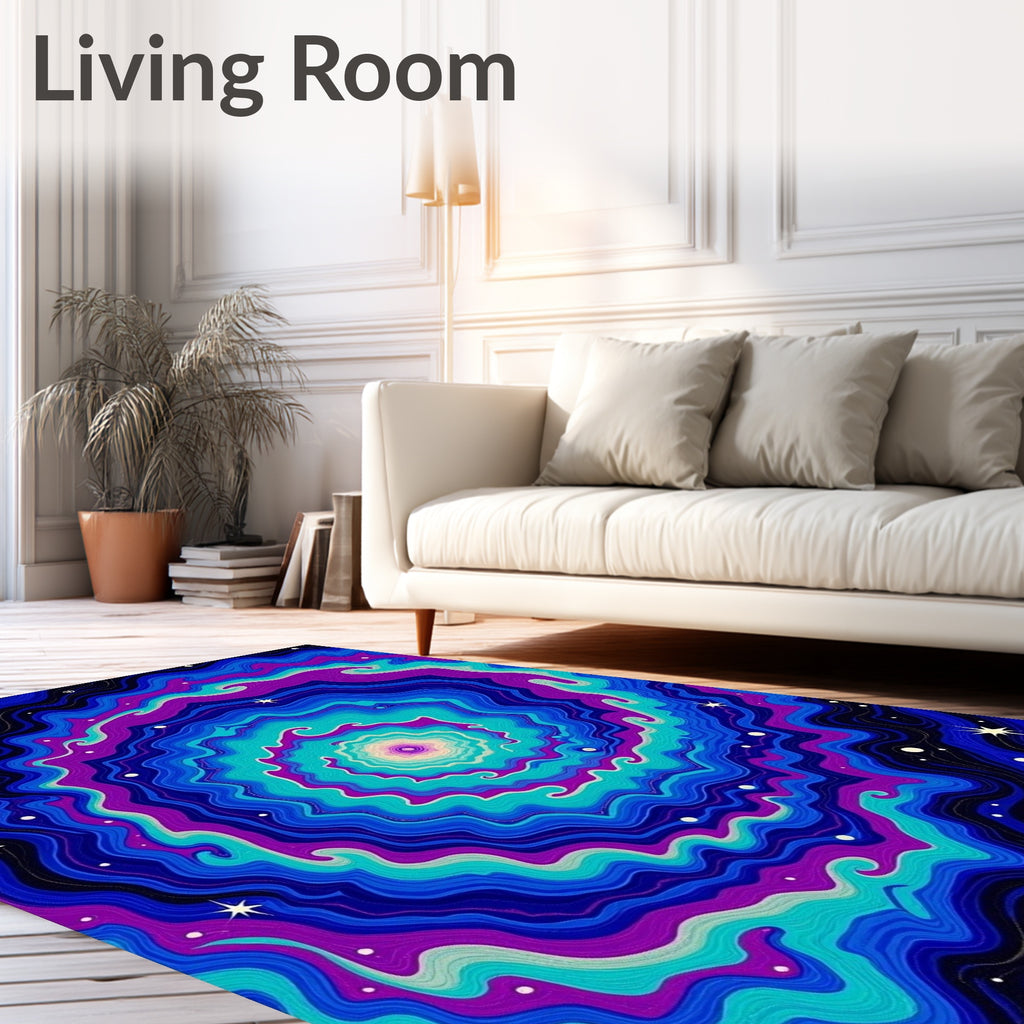 Cosmic Nebula Swirl With Stars Rug