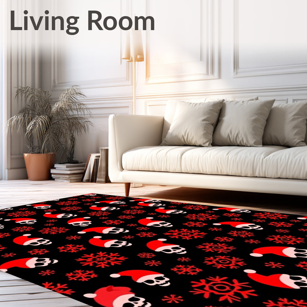 Red Skull Snowflakes Christmas Rug