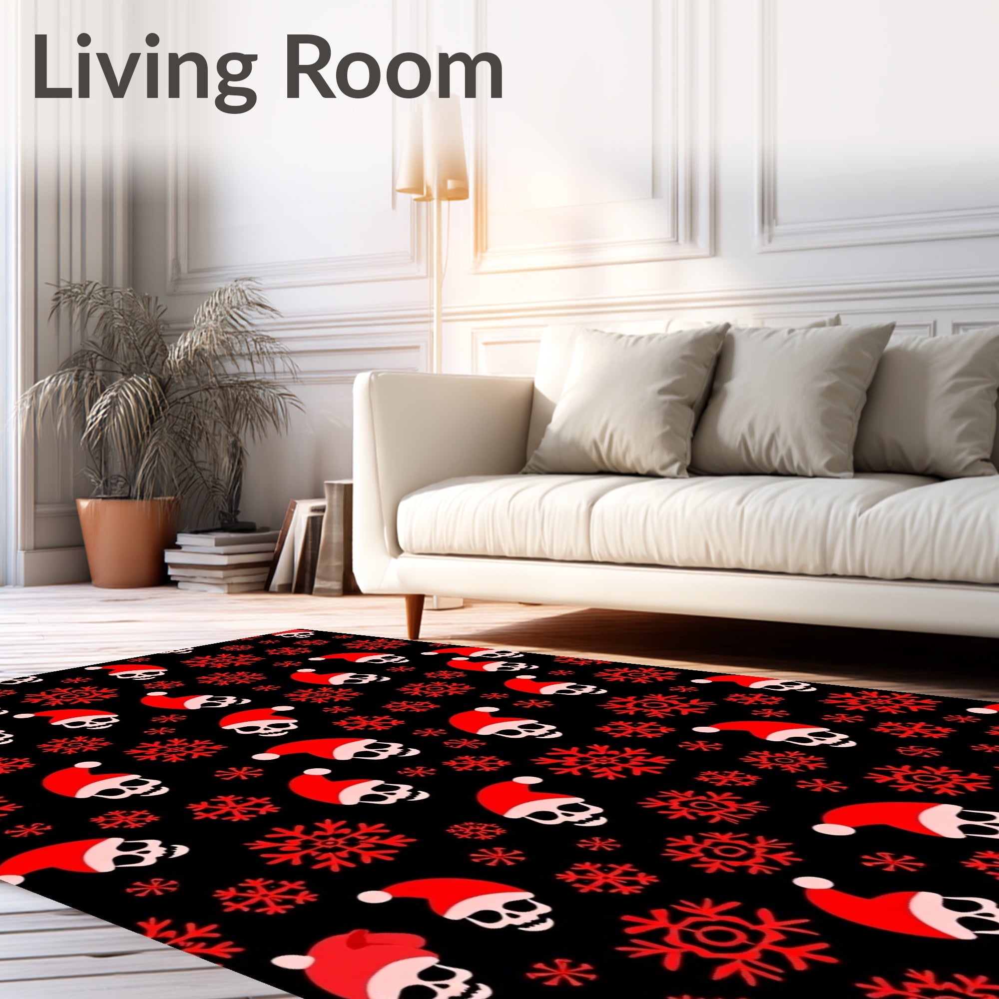 Red Skull Snowflakes Christmas Rug