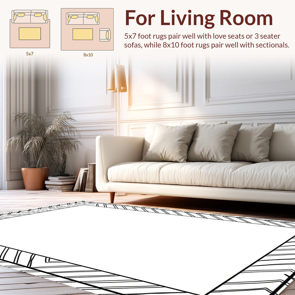 Bold Geometric Chevron Border Design Rug