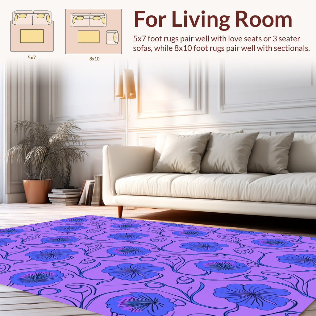 Purple Floral Swirl Pattern Accent Pillow Rug