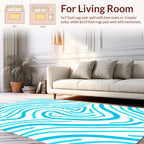 Aqua Wavy Lines Pattern Rug