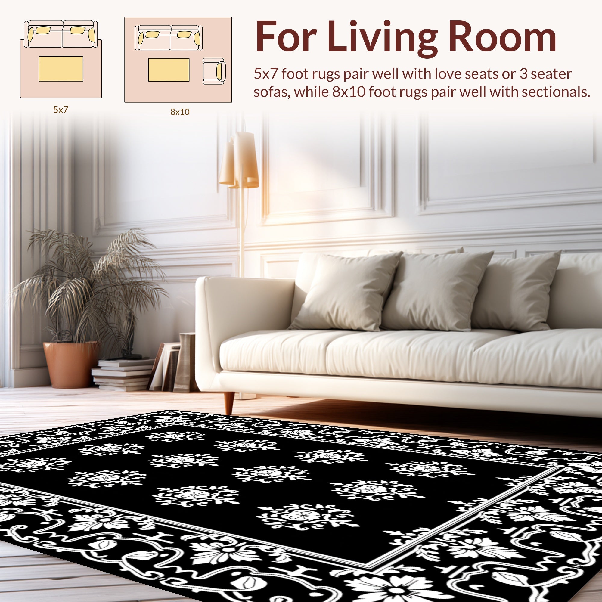 Classic Floral Scroll Pattern Rug