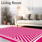 Vibrant Pink Geometric Diagonal Stripe Rug