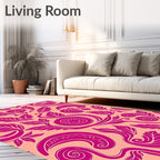 Vibrant Fuchsia Swirl Leaf Pattern Rug