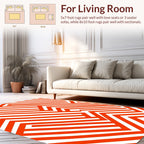 Orange White Geometric Maze Pattern Rug