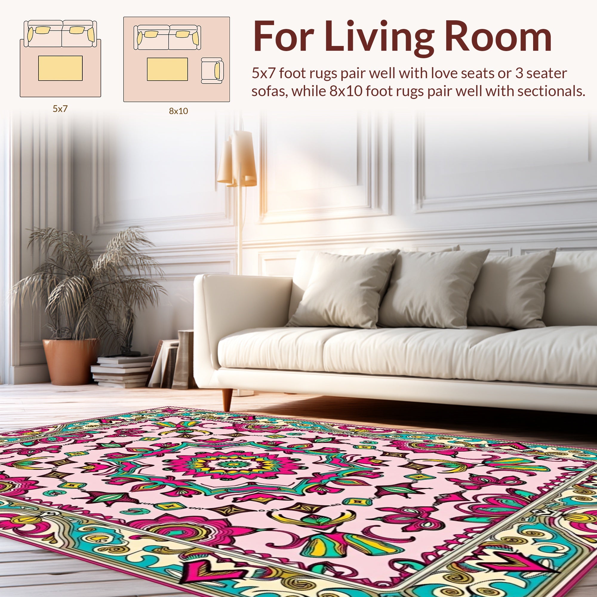 Vibrant Floral Mandala Pattern Rug