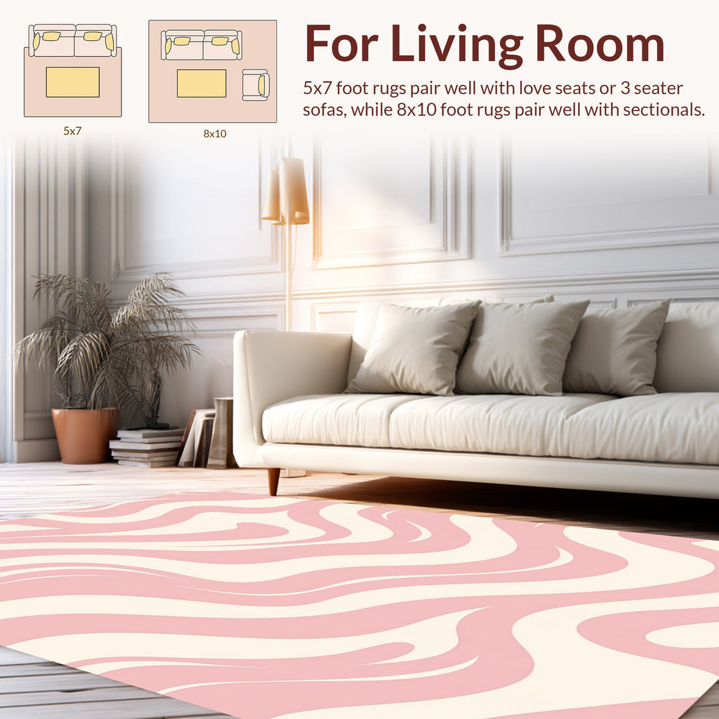 Soft Pink Cream Swirl Pattern Rug