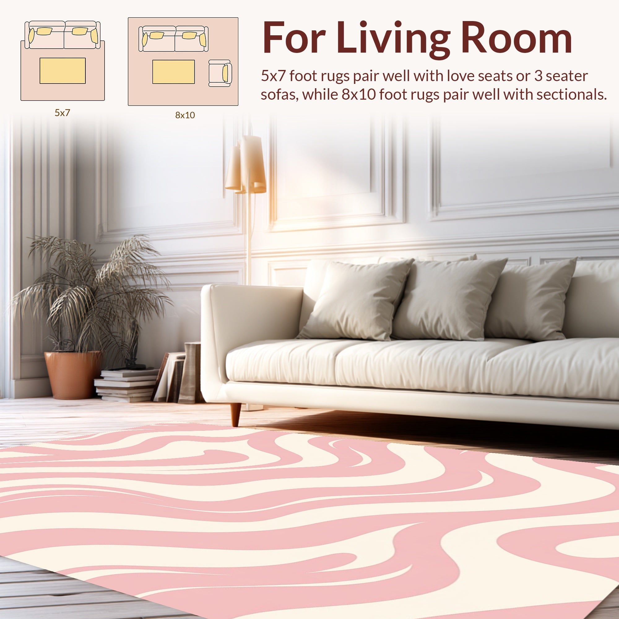 Soft Pink Cream Swirl Pattern Rug