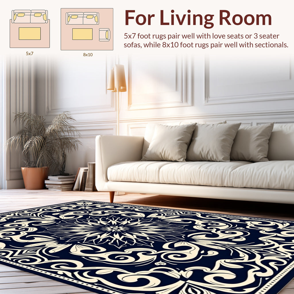 Bold Floral and Swirls Pattern Rug