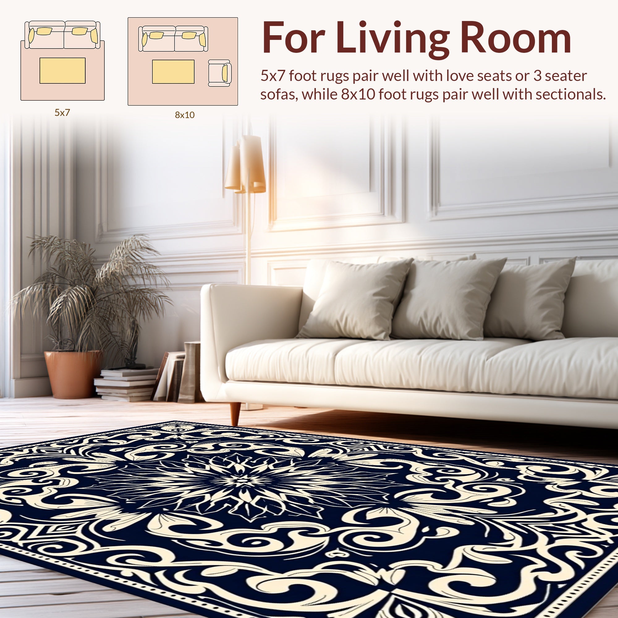 Bold Floral and Swirls Pattern Rug
