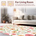 Whimsical Floral Pattern Print Rug