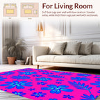 Bold Blue Floral Tropical Pattern Rug