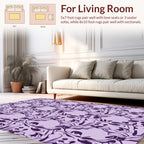 Artistic Purple Floral Swirl Pattern Rug