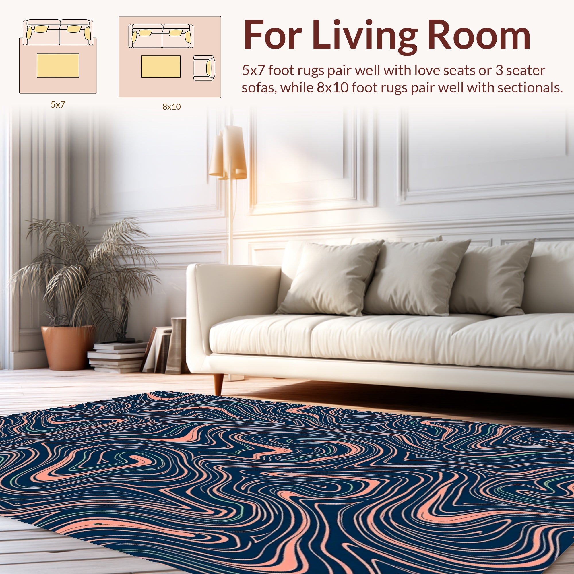 Wavy Abstract Swirl Pattern Design Rug