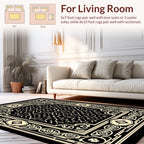 Ornate Black Cream Classic Design Rug