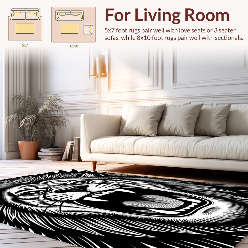 Bold Lion Roar Graphic Rug