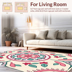 Abstract Floral Mandala With Teal Accents Rug