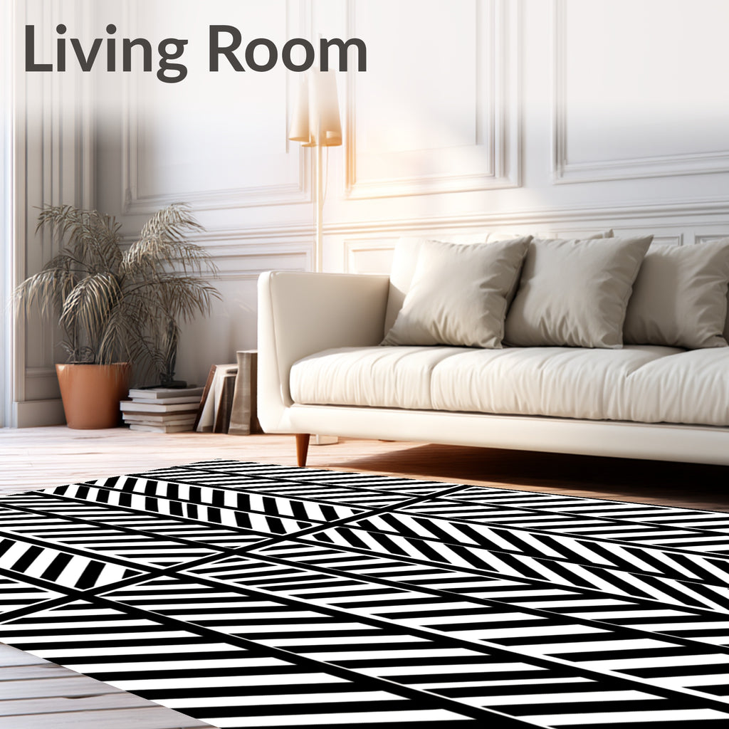 Modern Diagonal Striped Geometric Pattern Rug