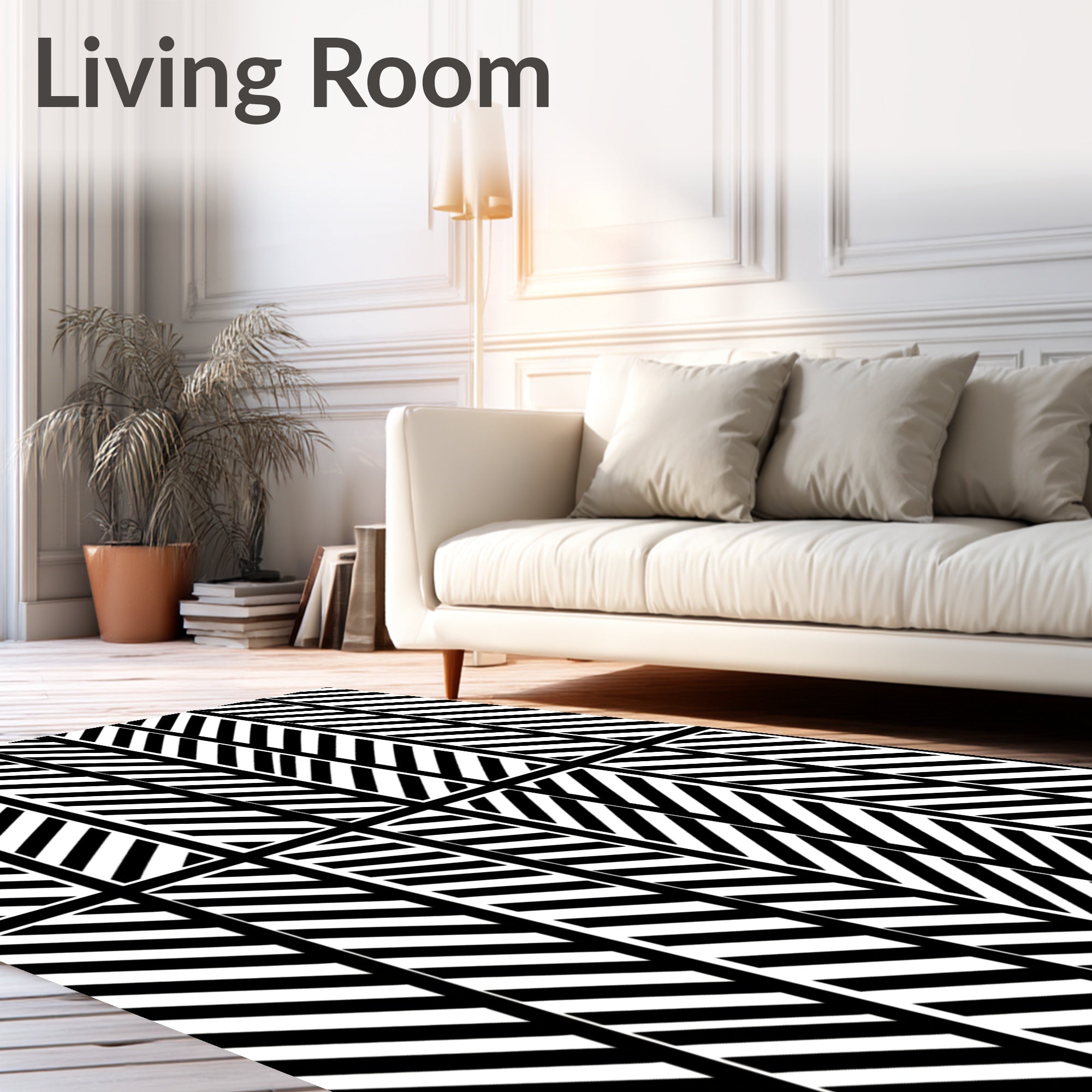 Modern Diagonal Striped Geometric Pattern Rug