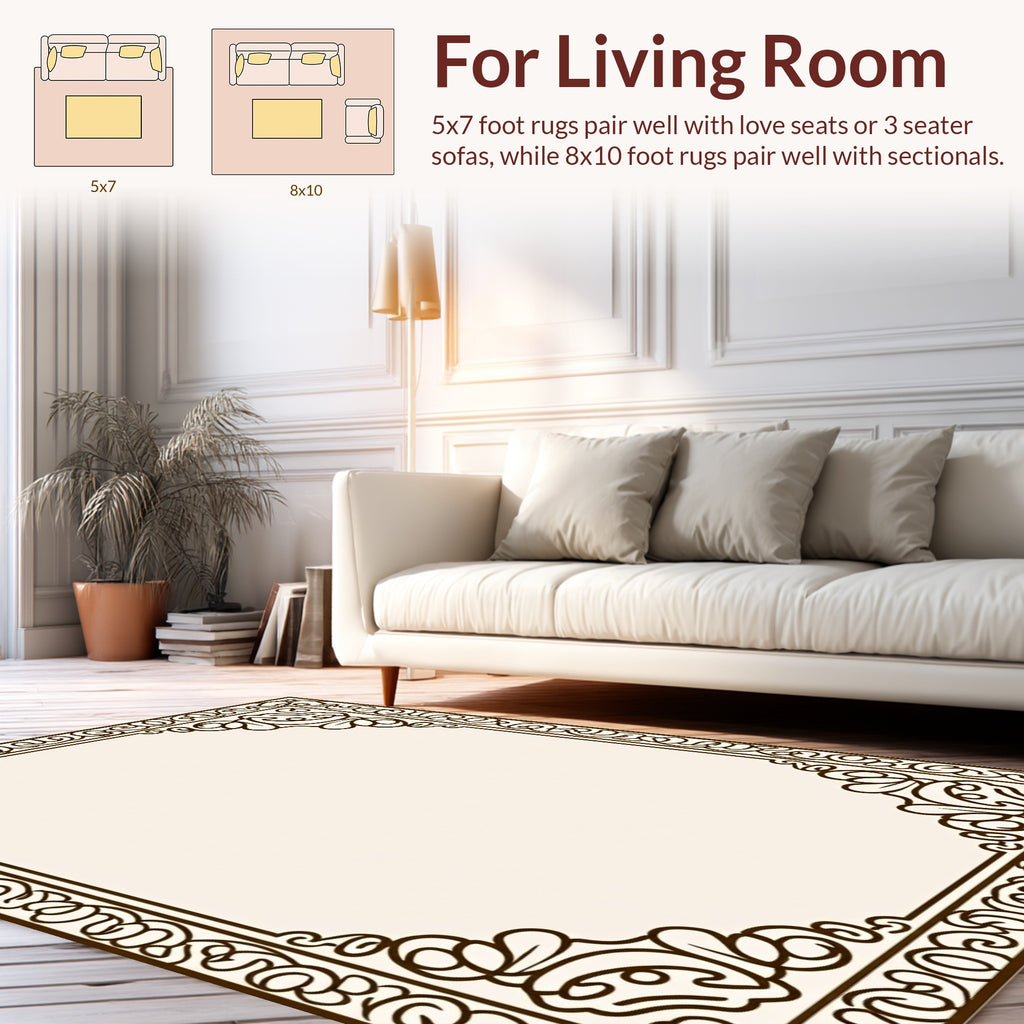Classic Scrollwork Floral Square Rug