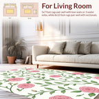 Pink Rose Vine Pattern Accent Rug