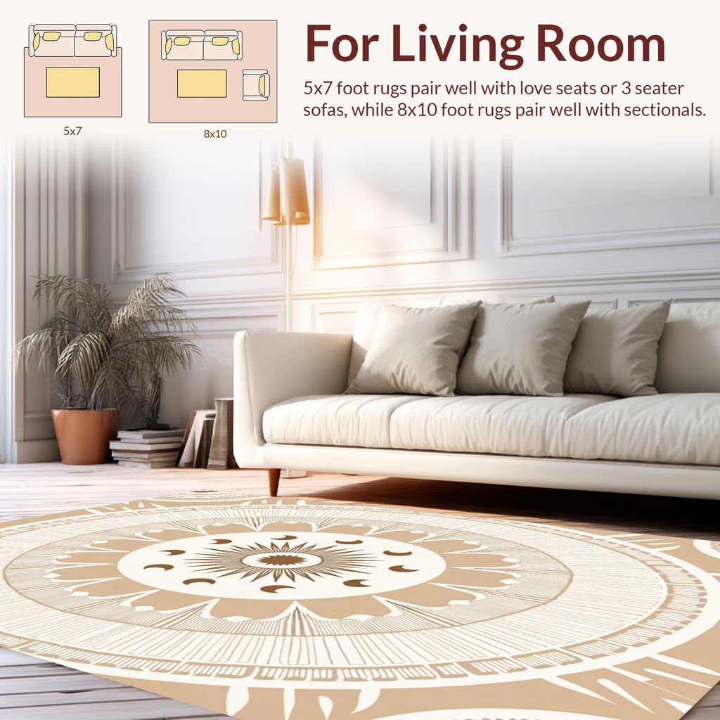 Sun Moon Celestial Mandala Pattern Rug