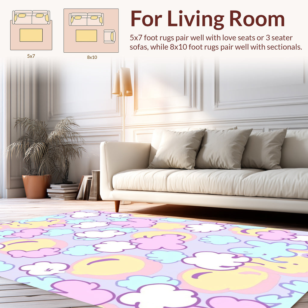 Pastel Clouds and Sunshine Pattern Rug