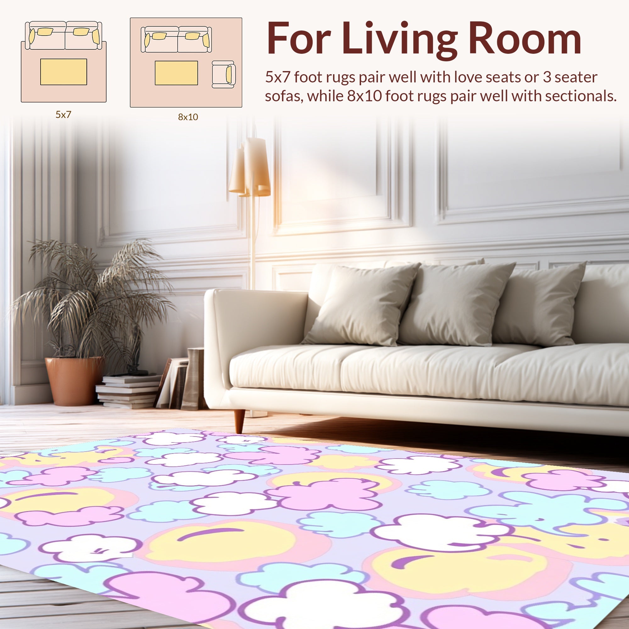 Pastel Clouds and Sunshine Pattern Rug