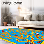 Whimsical Red Yellow Abstract Landscape Rug