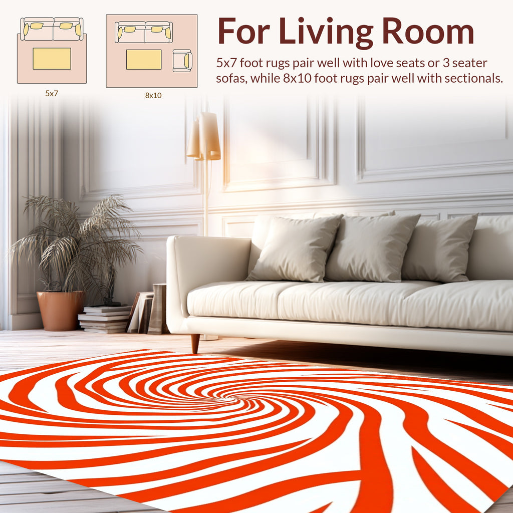 Bold Orange Swirl Pattern Rug