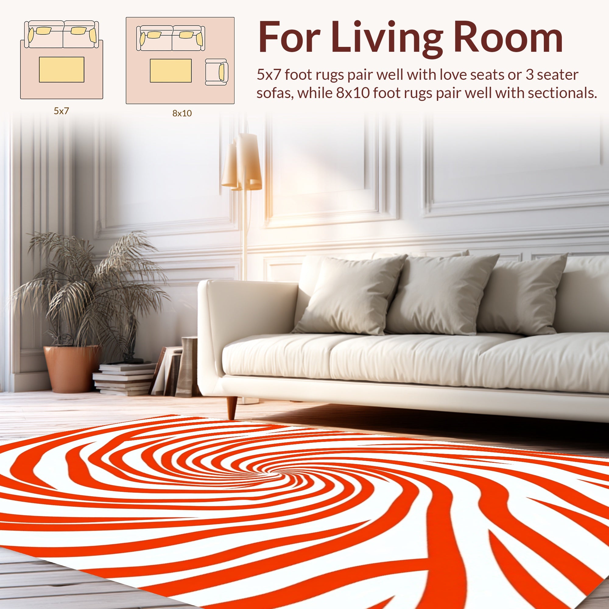 Bold Orange Swirl Pattern Rug