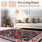 Ornate Red Floral Garden Design Rug