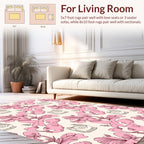 Pink Floral Whimsical Illustration Rug