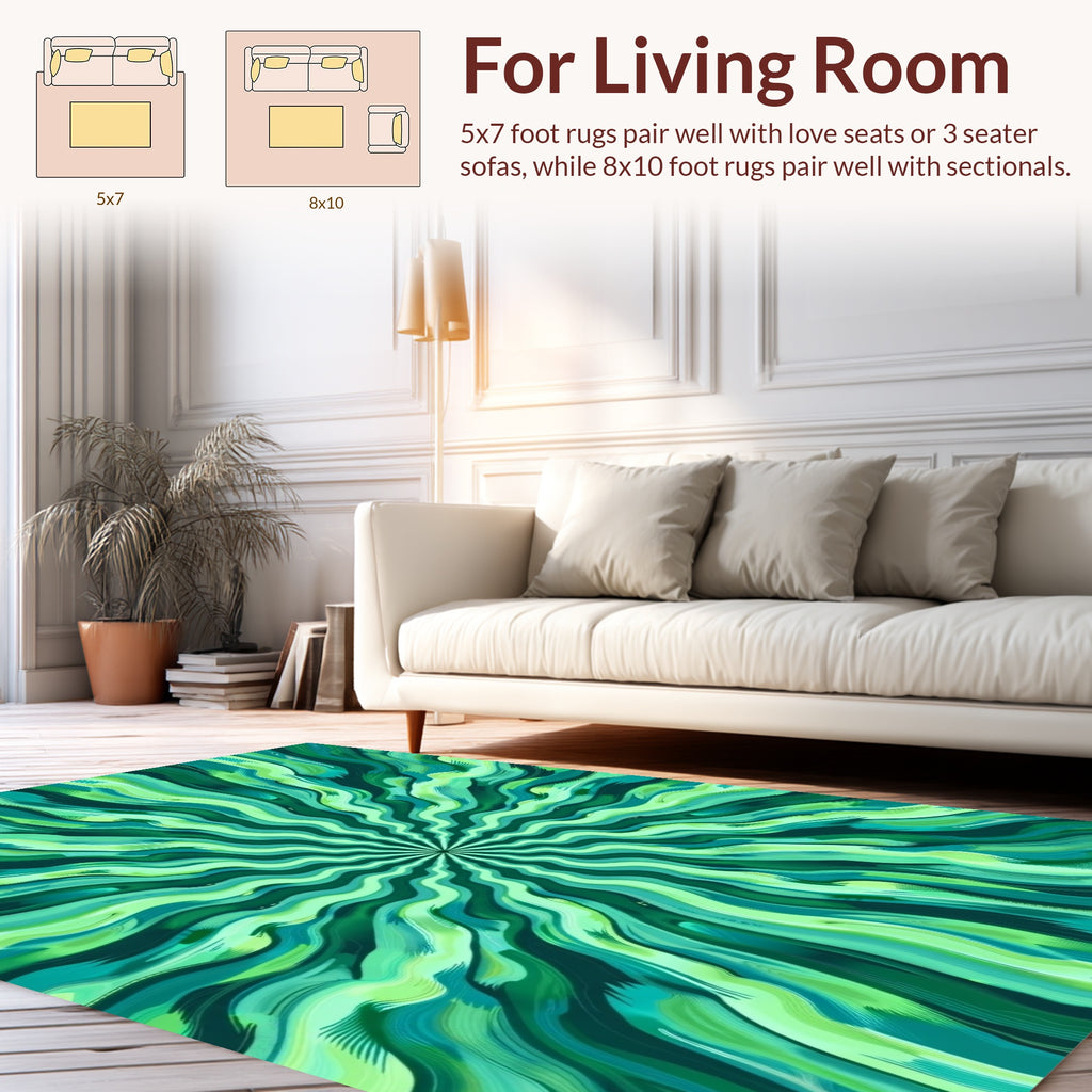 Radiant Swirl Green Pattern Rug