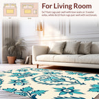 Teal Floral Medallion Pattern Rug
