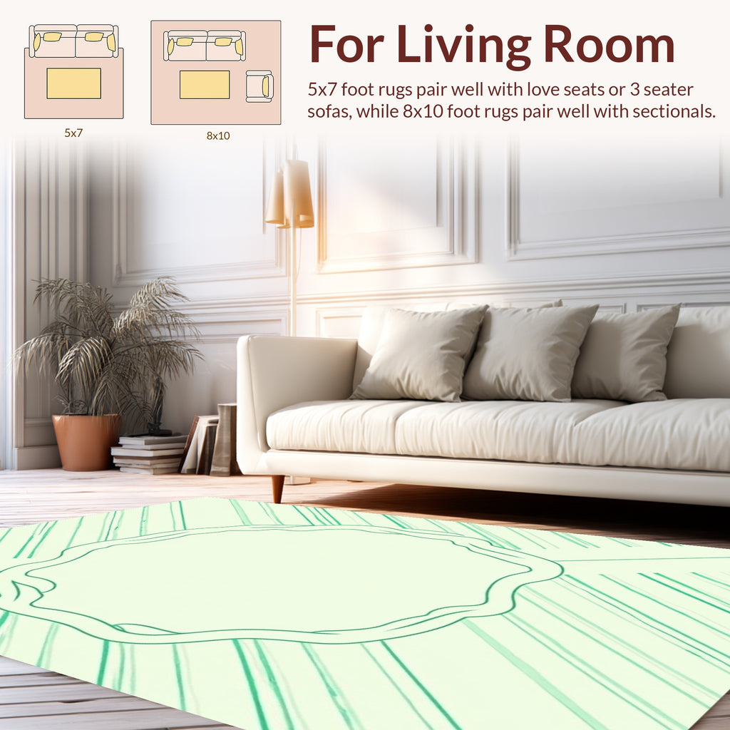 Mint Green Diagonal Stripe Organic Rug