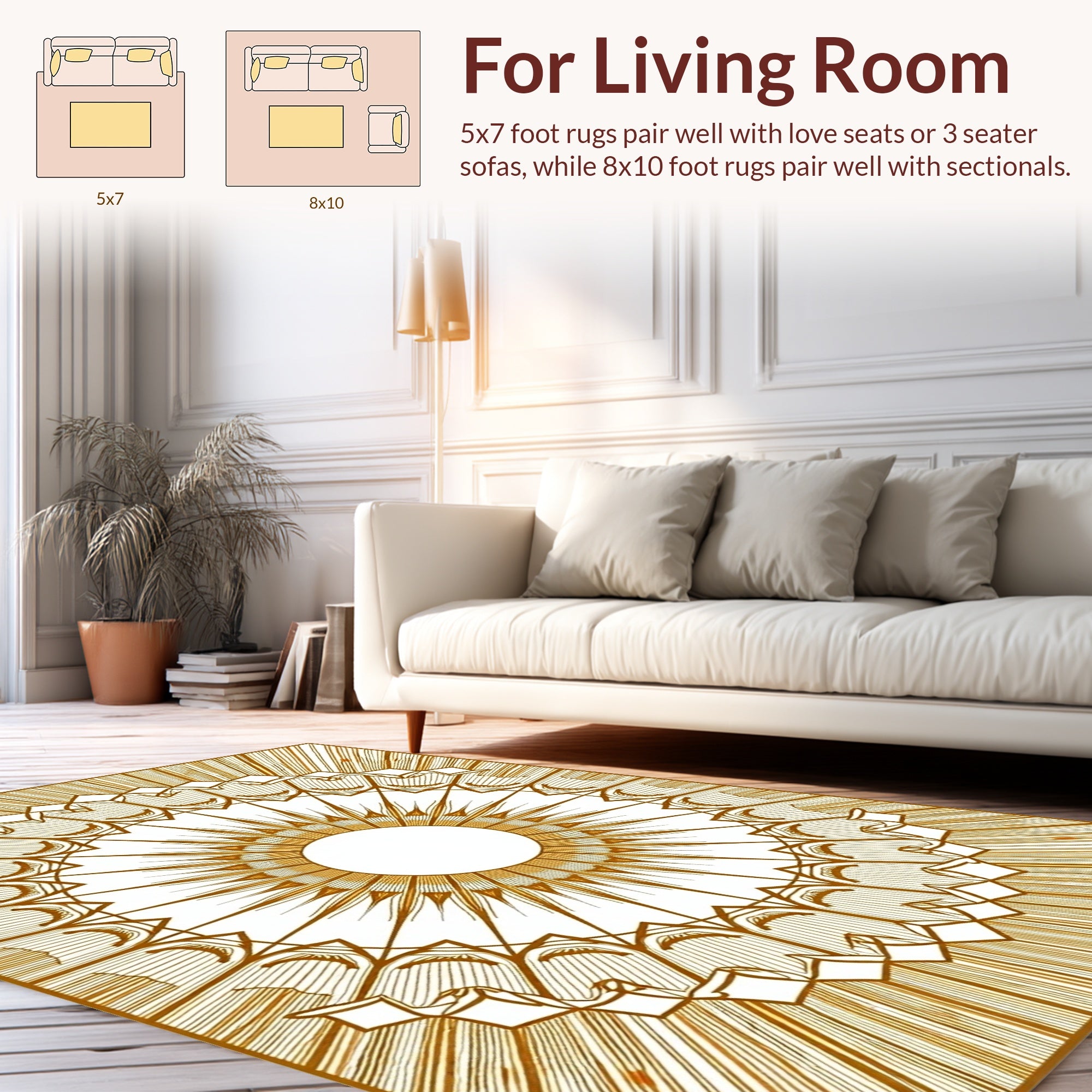 Radiant Sun Burst Geometric Art Rug