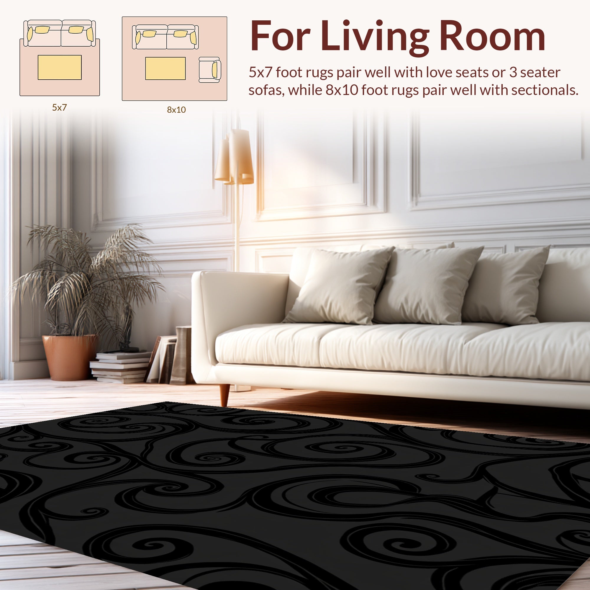 Dark Swirl Organic Pattern Rug