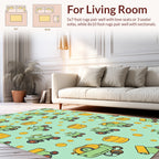 Playful Green Tractors Pattern Rug