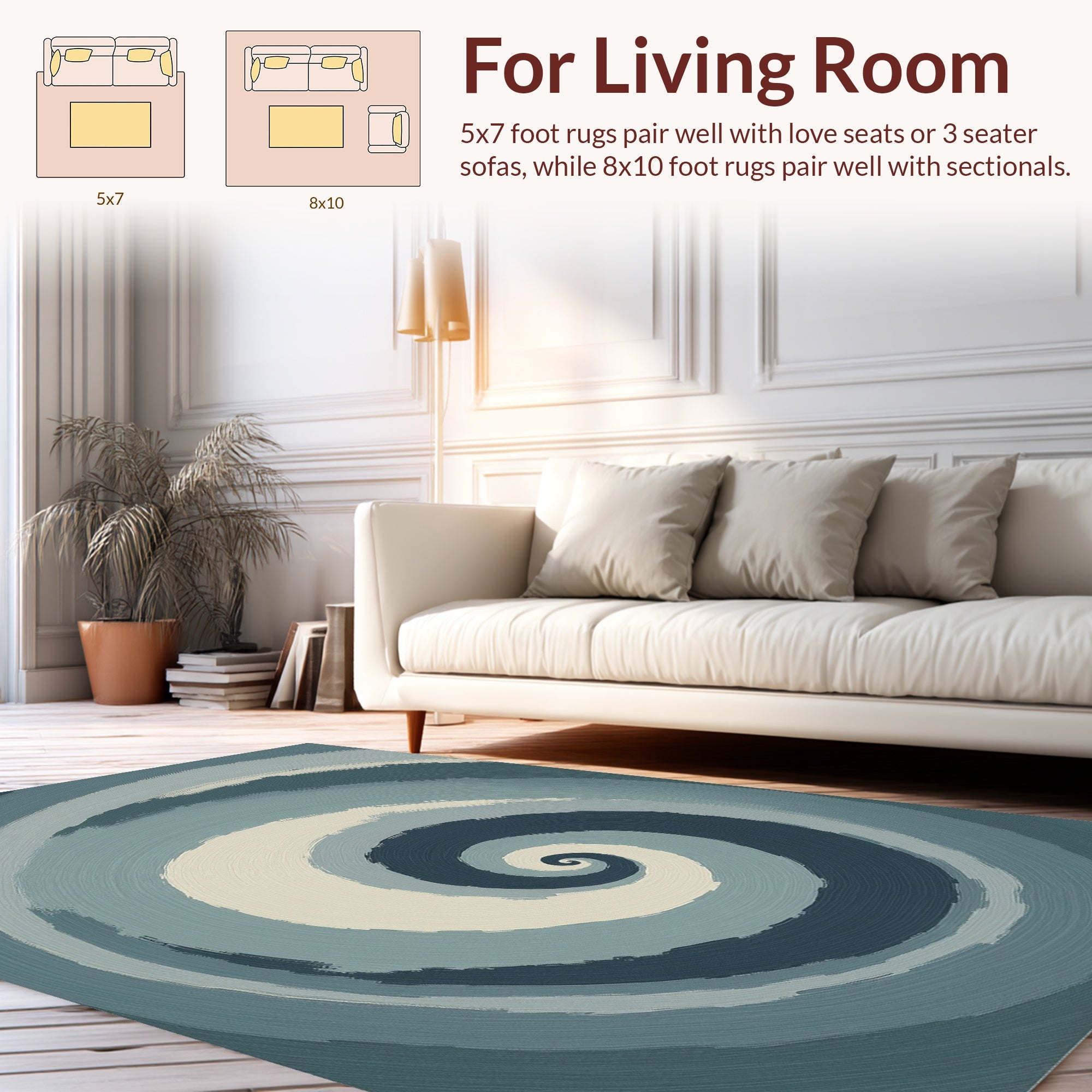 Abstract Swirls Deep Blue Pattern Rug