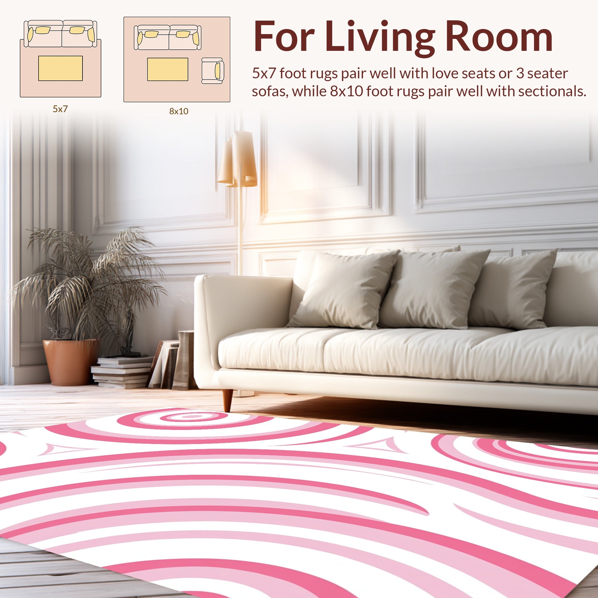 Pink Swirls Curves Pattern Design Rug
