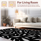 Black And White Feather Pattern Rug