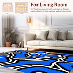 Bold Blue White Organic Abstract Rug