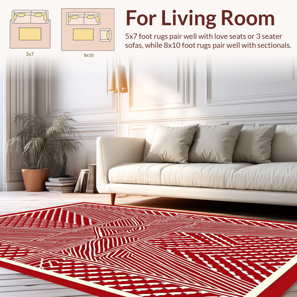 Bold Red Diamond Pattern Design Rug