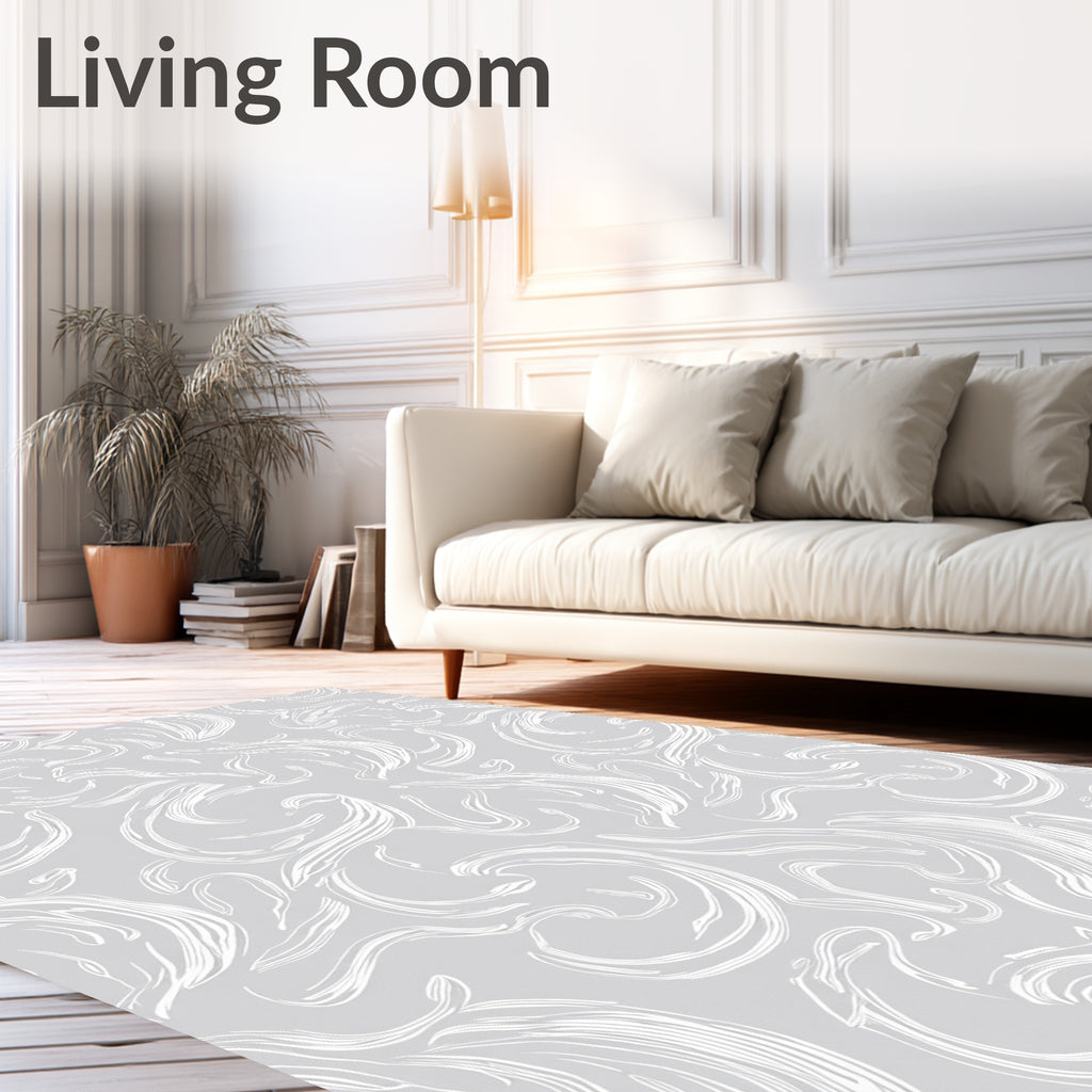 Grey Swirl Abstract Art Rug