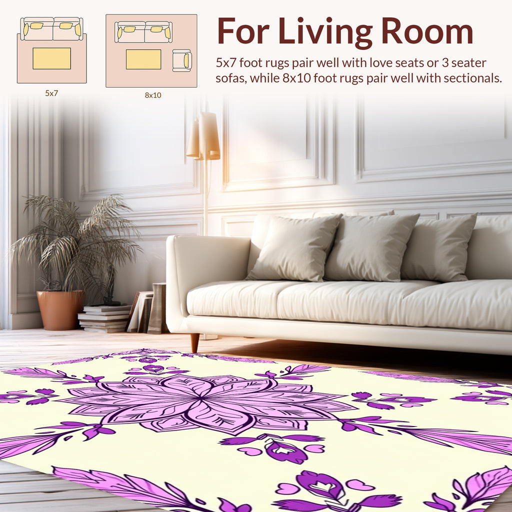 Luxe Purple Floral Mandala Art Rug
