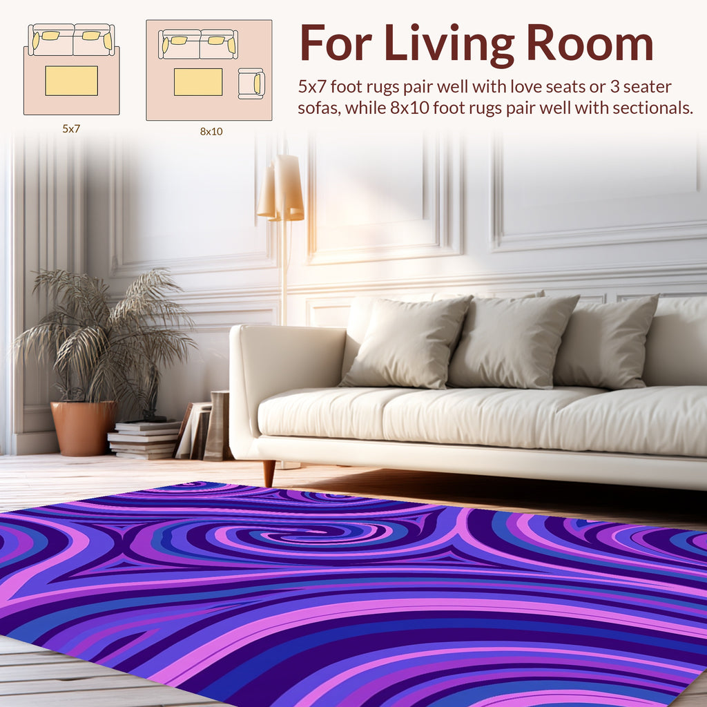 Abstract Swirls Purple Pattern Rug