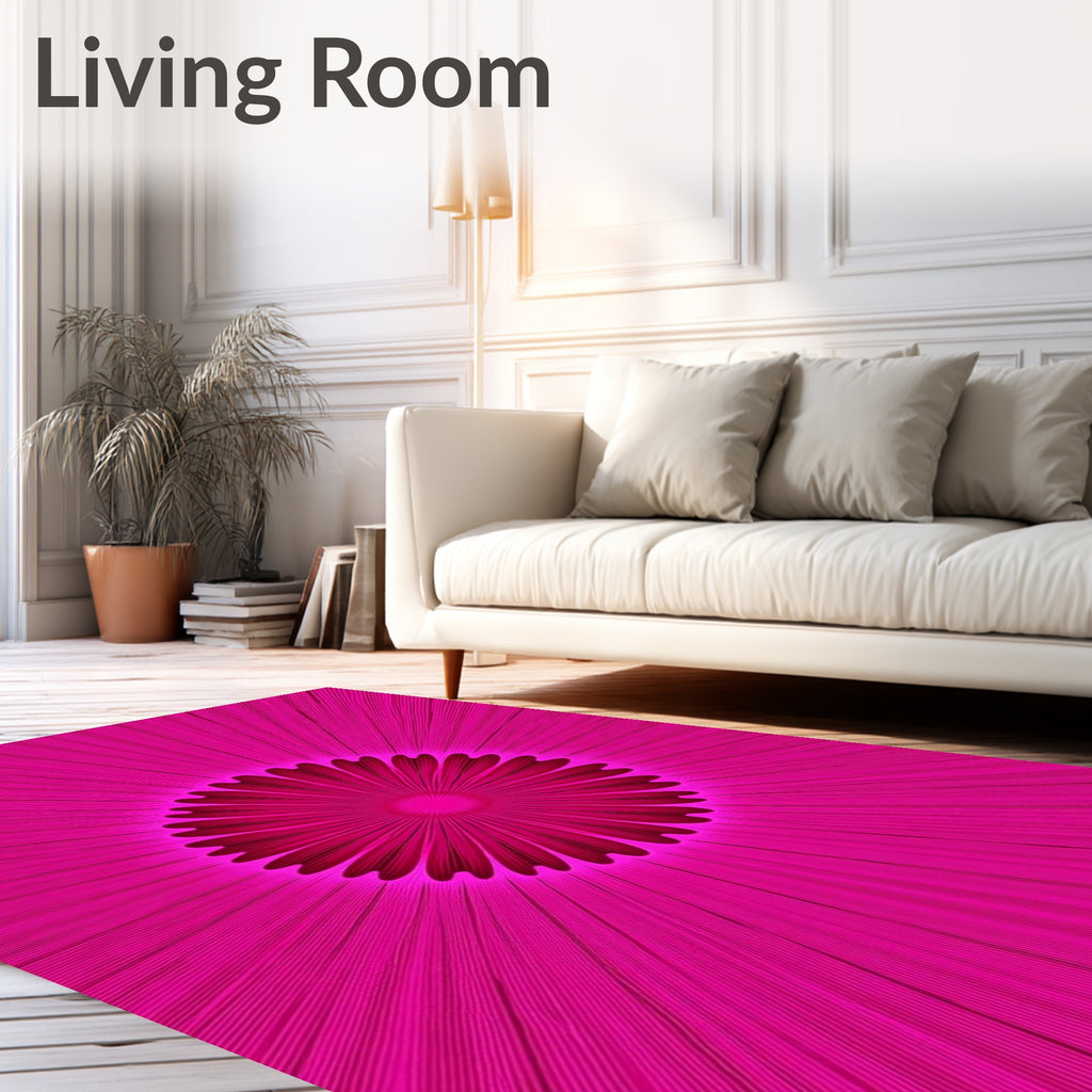 Radiant Pink Petal Starburst Design Rug
