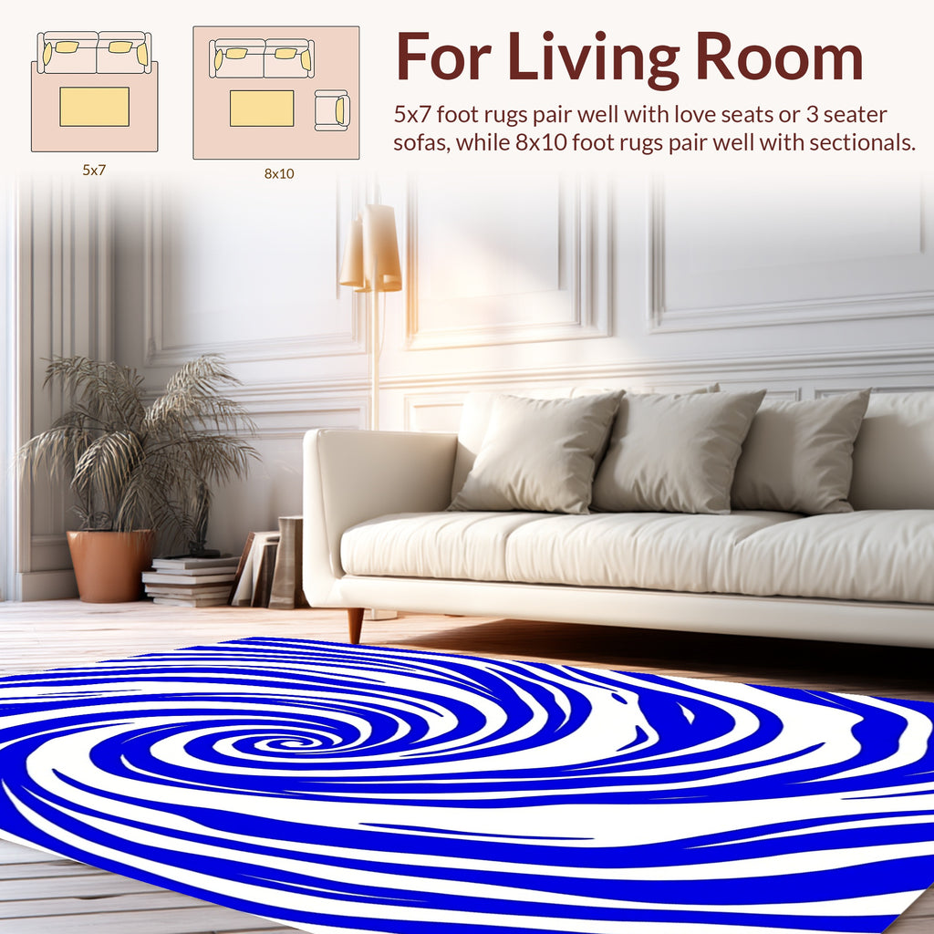 Bold Blue Swirl Abstract Pattern Rug
